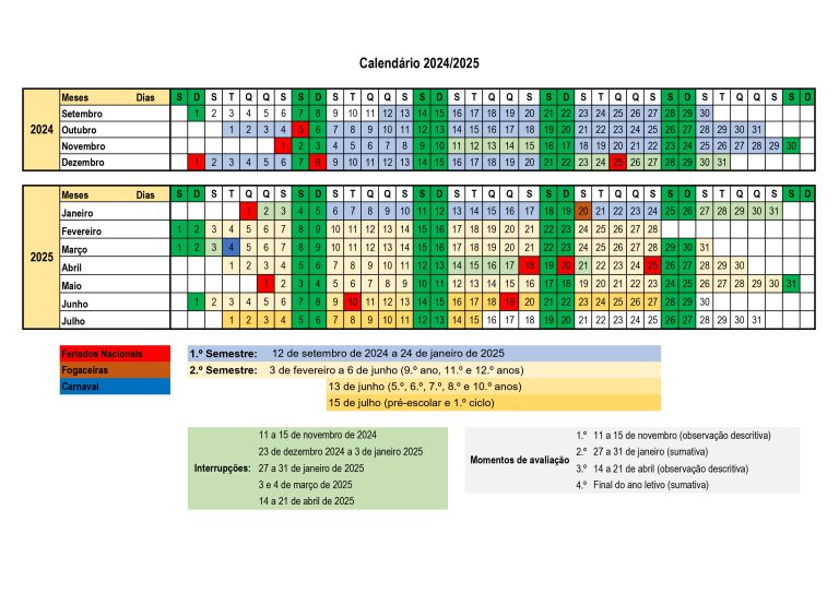 Calendário escolar 2024 a 2025 4